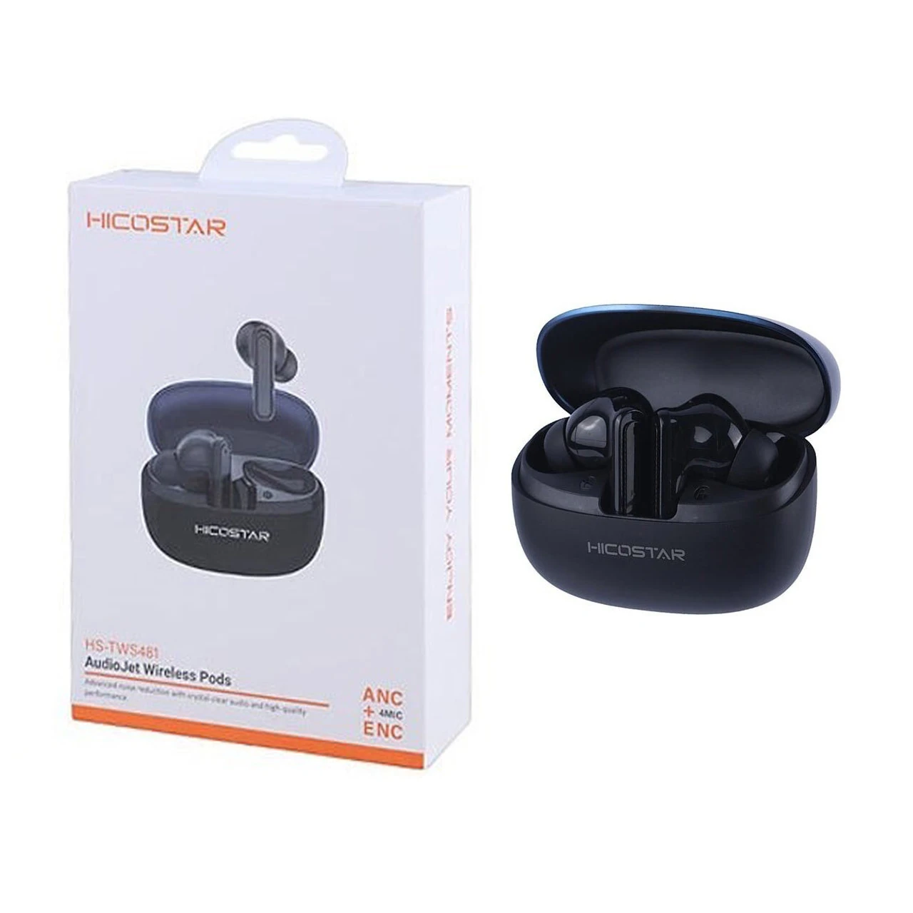 ایرفون بی سیم Hicostar مدل AudioJet HS-TWS481 ANC+ENC - سرمه ای